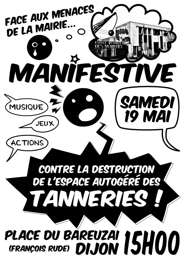 Manifestive samedi 19 mai à 15h, place du Bareuzai à Dijon